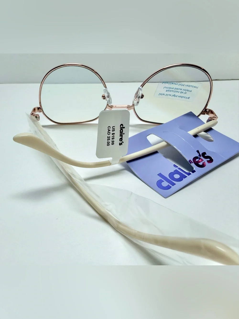 Claire's Rose Gold Metal Women's Glasses Blue Light Filtering
